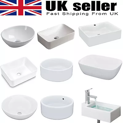 Bathroom Vanity Ceramic Wash Basin Cloakroom Sink Counter Top /Wall Mount White • £26.90