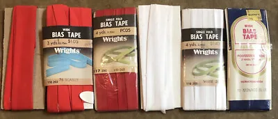 Lot Of 6 Wrights J&P Coats Sewing Bias Tape Trim Red White Blue NEW • £3.66