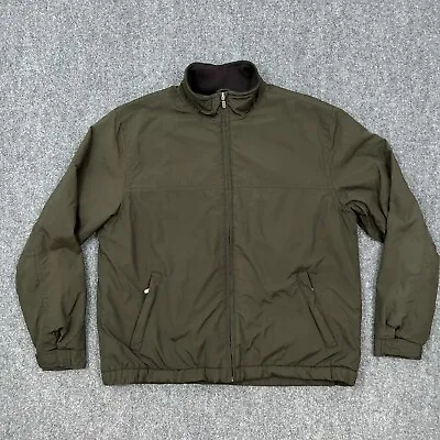 Eddie Bauer Mens Jacket Large Green Full Zip Fleece Lined Outdoors Nylon Olefin • $17.99