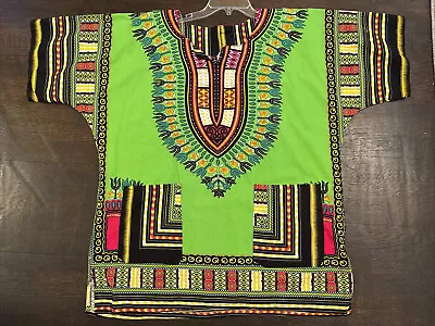 Traditional African Tribal Ethnic Dashiki Kaftan Pockets Colorful Size L Shirt • $20