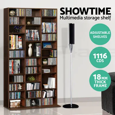 Artiss Bookshelf Display Shelves CD DVD Storage Rack Stand Bookcase Brown BERT • $134.95