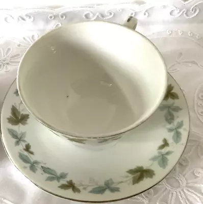 Vintage Fine China Japan MS 6701 Tea Cup And 3 Saucers Blue And Green Leaves • $9.67