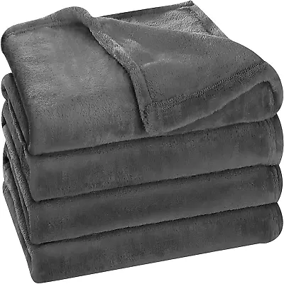 Bedding Fleece Blanket Queen Size Grey Luxury Fuzzy Soft Anti-Static Microfiber • $28.55