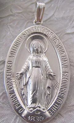 Antique Catholic Religious Medal -Miraculous  Classic Sterling • $29.99