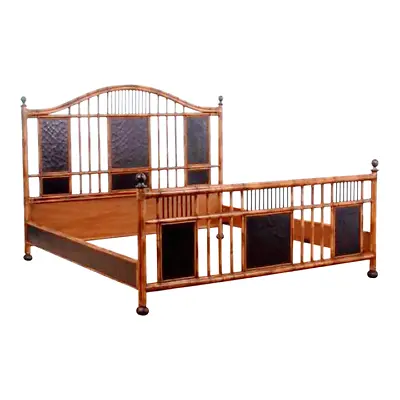 Milling Road For Baker Furniture Queen Size Bamboo Black Paneled Bed • $4500