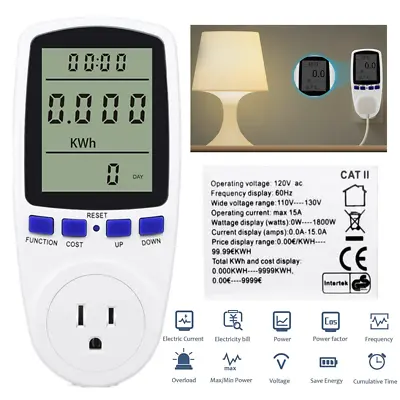 LCD Digital Outlet Power Meter Energy Monitor Volt Watt Electricity Usage Tester • $11.71