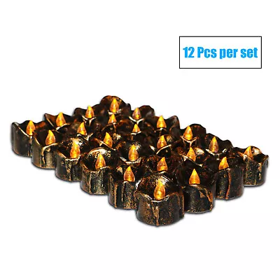 12 Pcs Halloween Amber LED Vintage Lamp Candle Shade Party Table Decoration Prop • $24.99