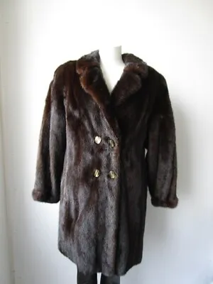 Women's Sz 10  Dark Ranch Real Mink Fur Coat  Peacoat MINT+ CLEARANCESALE! • $325