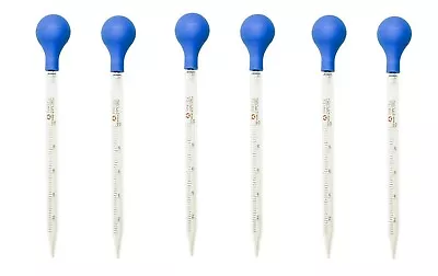 6Pk 10ml Glass Graduated Dropper Pipettes Lab Dropper With Red Rubber Cap&Scale • $19.99