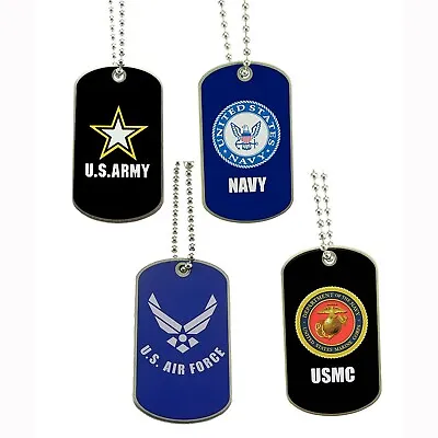 Military Dog Tag Army Navy Marines Air Force Neck Chain Pendant Necklace Key Tag • $4.99