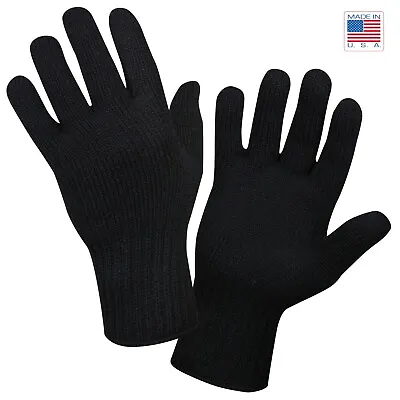 Black Wool Blend Glove Liner - Winter Cold Weather Military Blank Gloves US Made • $8.99