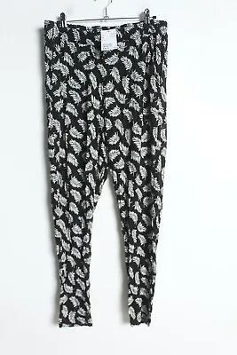 H&M Womens Leaf Print Harem Trousers - Black - Size L Large (v-t2)  NEW • £4.99