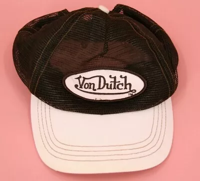Vintage Von Dutch Kustom Made Brown Mesh Trucker Snapback Hat Y2K Paris Hilton • $15.99