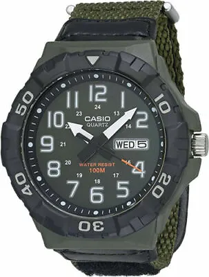 Casio MRW210HB-3BV Men's Green Nylon Band Oversized 100 Meter Day/Date • $32.50