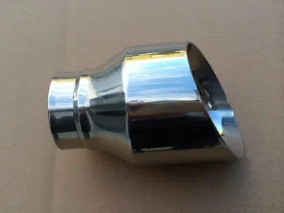 2.5 Inch Inlet Stainless Steel Round Angle Cut Exhaust Muffler Tip 4'' Outlet • $35