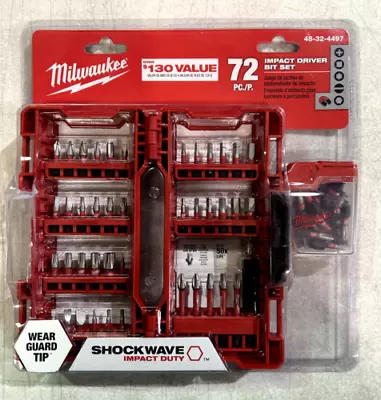 Milwaukee 72 Piece Screw Driver Drill Bit Set Impact Duty SHOCKWAVE Alloy Steel • $24.15