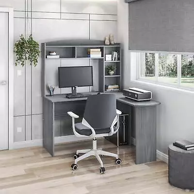 Modern L-Shaped Desk With Hutch Grey • $140.76