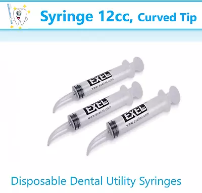 Curved Utility Tip 12cc Irrigation Syringes Disposable Dental (Choose Quantity) • $18.95