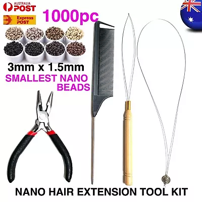 Hair Extension Tool Kit NANO Bead Rings 1000pc Silicone 3mm X 1.5mm HIGH QUALITY • £39.94