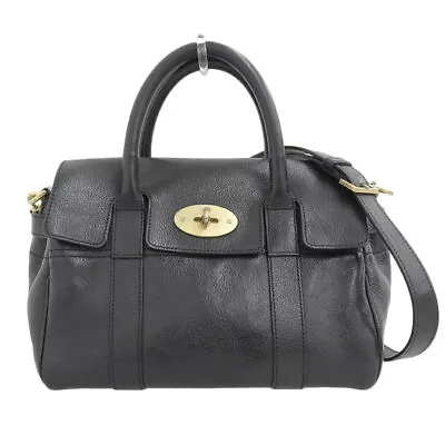 Mulberry Bayswater Leather 2way Shoulder Icon Hand Bag S Black Gold Hardware • $516.20