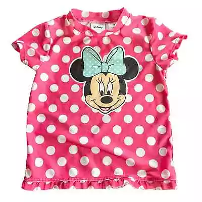 Disney Toddler Girls Minnie Mouse Polka Dot Swim Rash Guard • $5