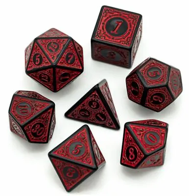 Antique Red 7 Dice Set Poly RPG DnD Dungeons Dragons AD&D Pathfinder D20 • $12.95