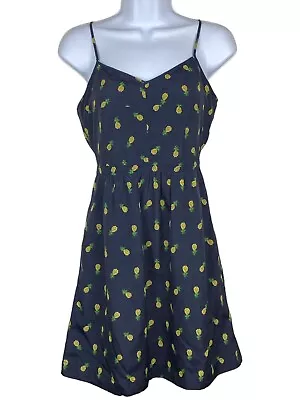 J Crew Women's Size 0 Dress Straps Blue And Pineapple Print With Pockets • $12