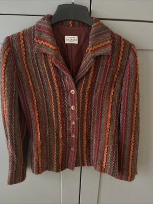 Caroline Charles Jacket UK8 Multicoloured Textured Blazer Wool Mohair Mix • £40.01