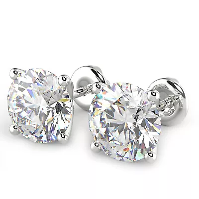 IGI 2 CT E/VS1 Lab Grown Round Diamond Stud Earrings 14K White Gold • £904