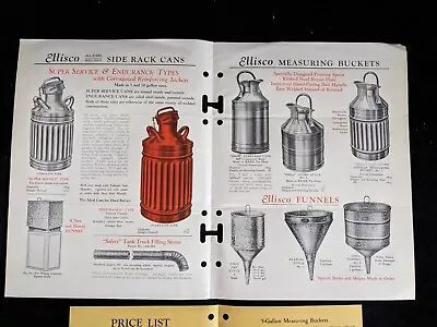 1933 Brochure And Price List  The Ellisco Line  Gas Oil Cans Buckets Funnels • $29.99