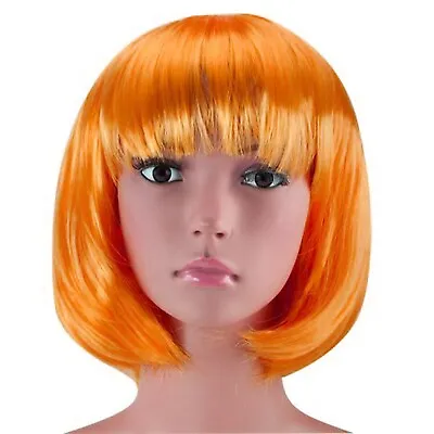 Orange Ladies Womens Fashion Short Bob Style Full Wig Fancy Dress Party Cosplay • £2.65