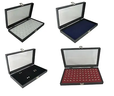 Glass Lid Jewellery Display Organiser Storage Presentation Case W/ Insert Choice • £26.99