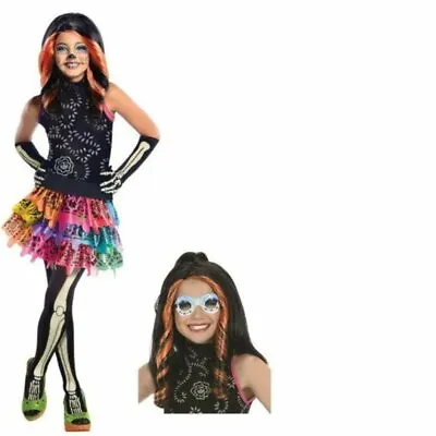 Girls Monster High Skelita Deluxe Dress & Wig 6 Pc Halloween Costume-size 4/6 • $29
