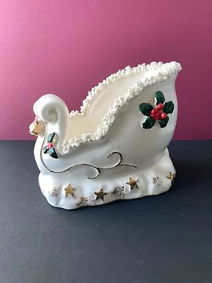 Vintage 1950s NAPCO Ceramic Santa Sleigh Spaghetti Trim Planter/Candy Dish (xc9) • $23.95