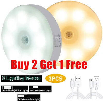 LED Motion Sensor Closet Lamp Rechargeable Indoor Wall Cabinet Night Room Lights • $5.99