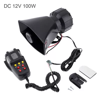 100W 12V 7 Sound Loud Car Alarm Megaphone Horn Siren PA Speaker MIC System US • $22.89