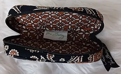 Vera Bradley Zipper Eyeglass Case Caffe Latte Black Brown Paisley Retired ~ GUC • $6