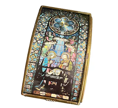 Via Vermont Leaded Glass Trinket Box Nativity Scene Made In Mexico  • $35