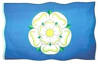 Yorkshire White Rose Flag 5x3 5ft X 3ft County Souvenir Gift Metal Eyelets Blue • £6.95