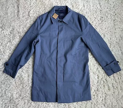 Charles Tyrwhitt Showerproof Cotton Classic Raincoat Steel Blue Mens 42R NEW • $159.99