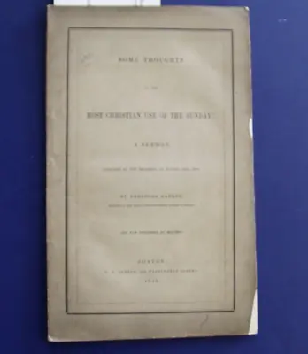 Theodore Parker Some Thoughts Most Christian Use Of Sunday Sermon Melodeon 1848 • $85