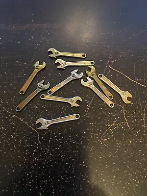 10 Vintage Miniature Brass 1960's Charms TOOLS Adjustable Wrench • $19.99