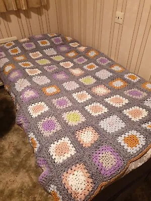 £35 • Buy New Crochet Granny Square Blanket/Throw Bright Colours Marriners Wool Mix