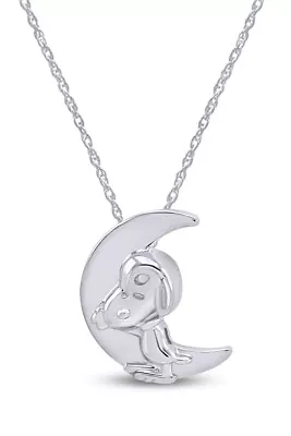 Moon With Puppy Pendant Necklace With 18  Chain In 925 Sterling Silver • $36.78