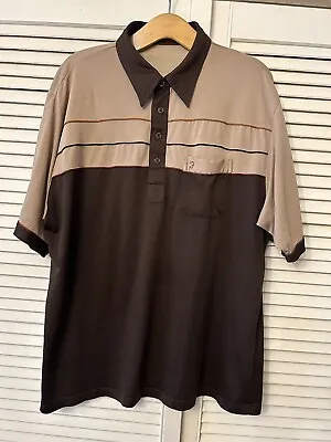 Farah Vintage Men’s Brown & Beige SS Polo Shirt Size XL Mod Northern Soul Disco • £4.99