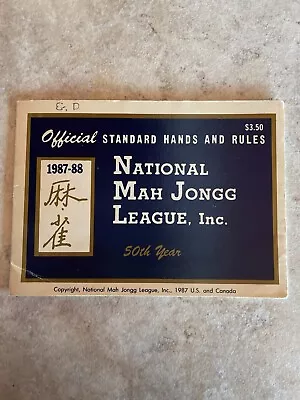 1987-88 National Mah Jongg League Card/Rule Large Print • $12.95