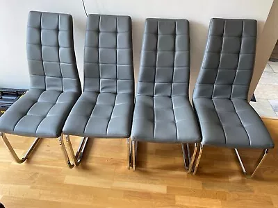4 X Deep Foam Cushioned Murano Upholstered Modern Kitchen Dining Chairs - Grey • £120