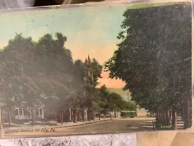PENNSYLVANIA PA Oil City 1913 Central Avenue Street Scene Trolley Postcard • $3
