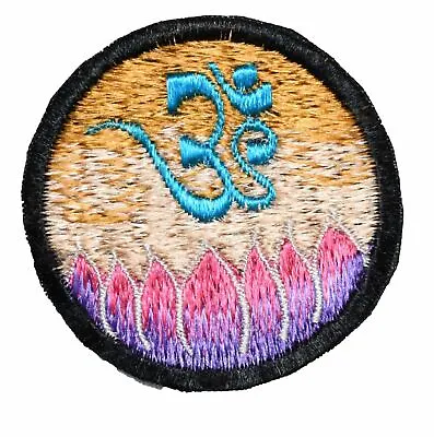 New Lotus Om Sew On Patch - 6cm - Hippy Craft Upcycling Hippie • £3.30