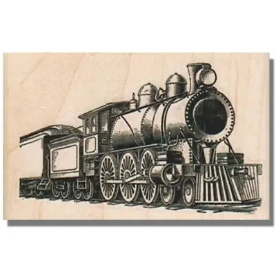 TRAIN Rubber Stamp Travel Gears Steampunk Vintage Transportation Railroad • $9.23